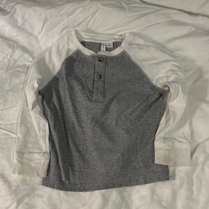 Janie and Jack Gray and Cream Long Sleeve Tee